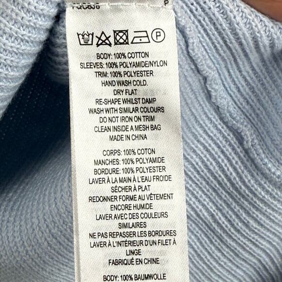 French Connection Caballo Sweater Women XS Blue Lace Arm Panel Boho Coquette - Picture 7 of 10